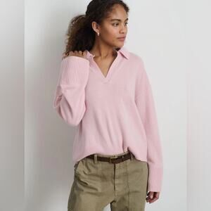 Alex Mill Isa Polo Pullover In 100% Cashmere Blush Pink